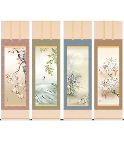 Amazon.co.jp: 玉峰 水墨山水 尺五立 日本画 掛け軸 掛軸 風景画 山岳